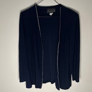 Alex Evenings Midnight Blue Blouse with Metallic Accents
